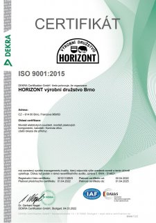 Certifikát ISO 9001:2015